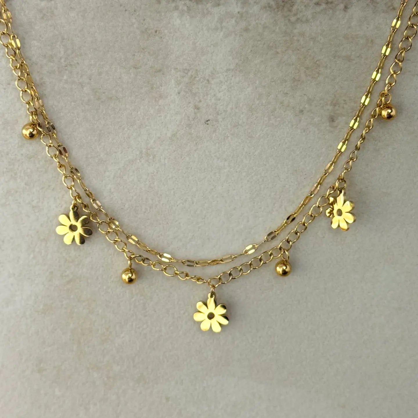 Doppellagiges wasserdichtes Blumenfußkettchen