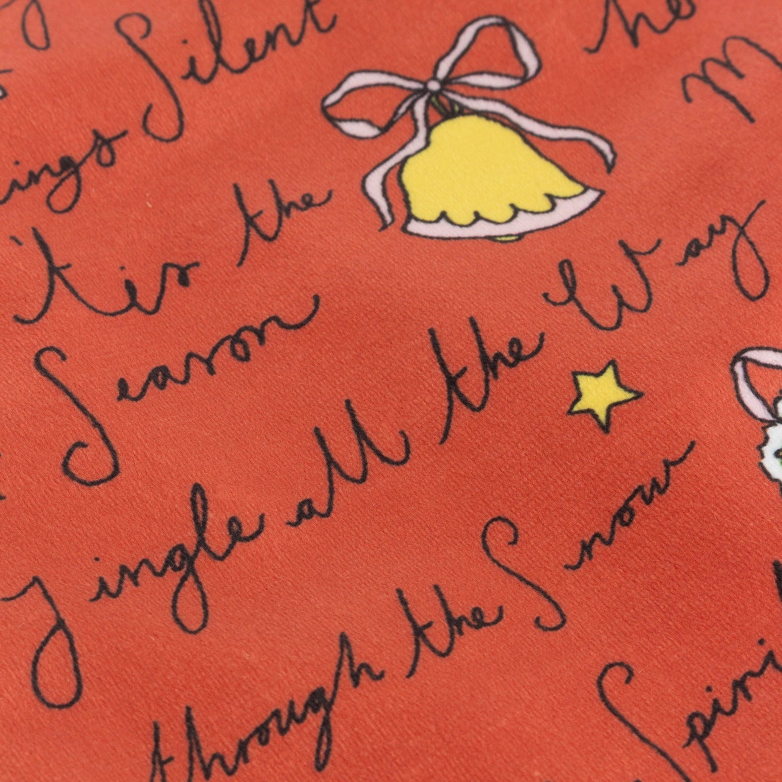 Weihnachtsstrumpf aus Samt, Motiv Christmas Spirit, mehrfarbig