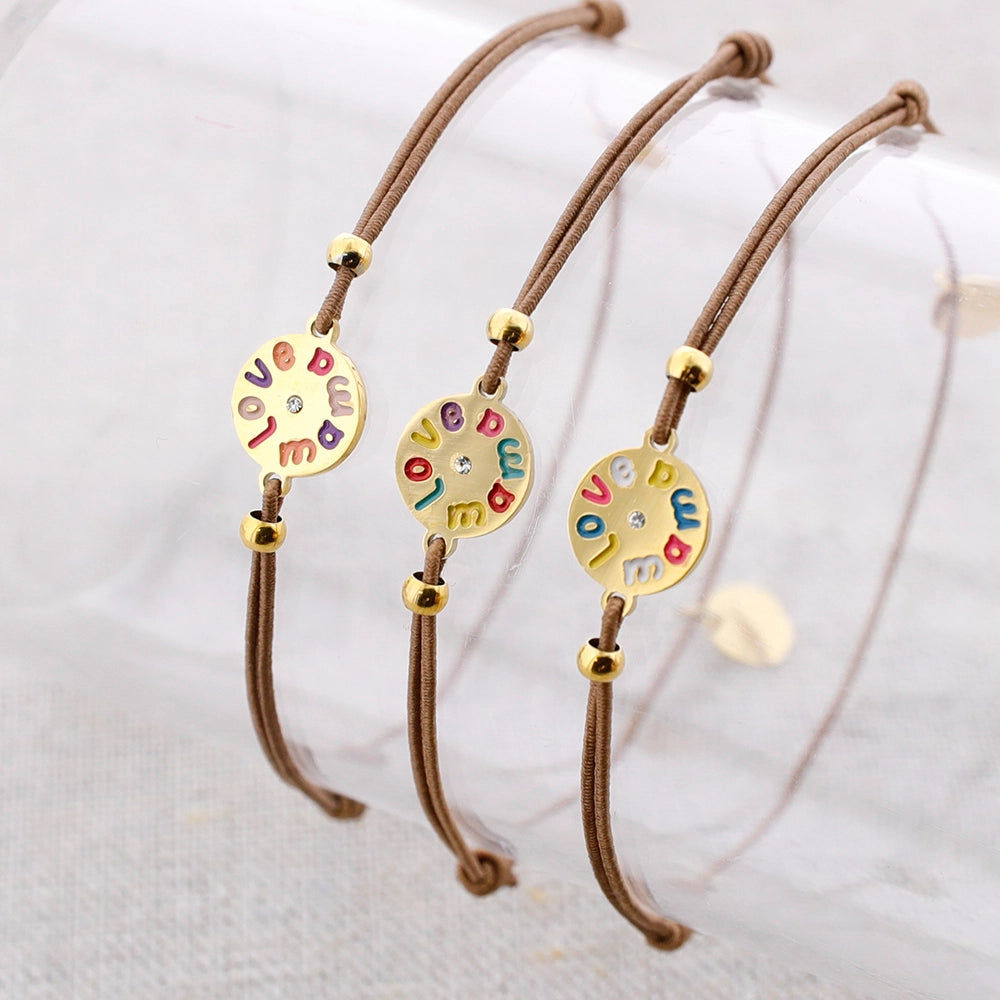 Love Mama Medaillenarmband aus Stahl mit elastischem Band