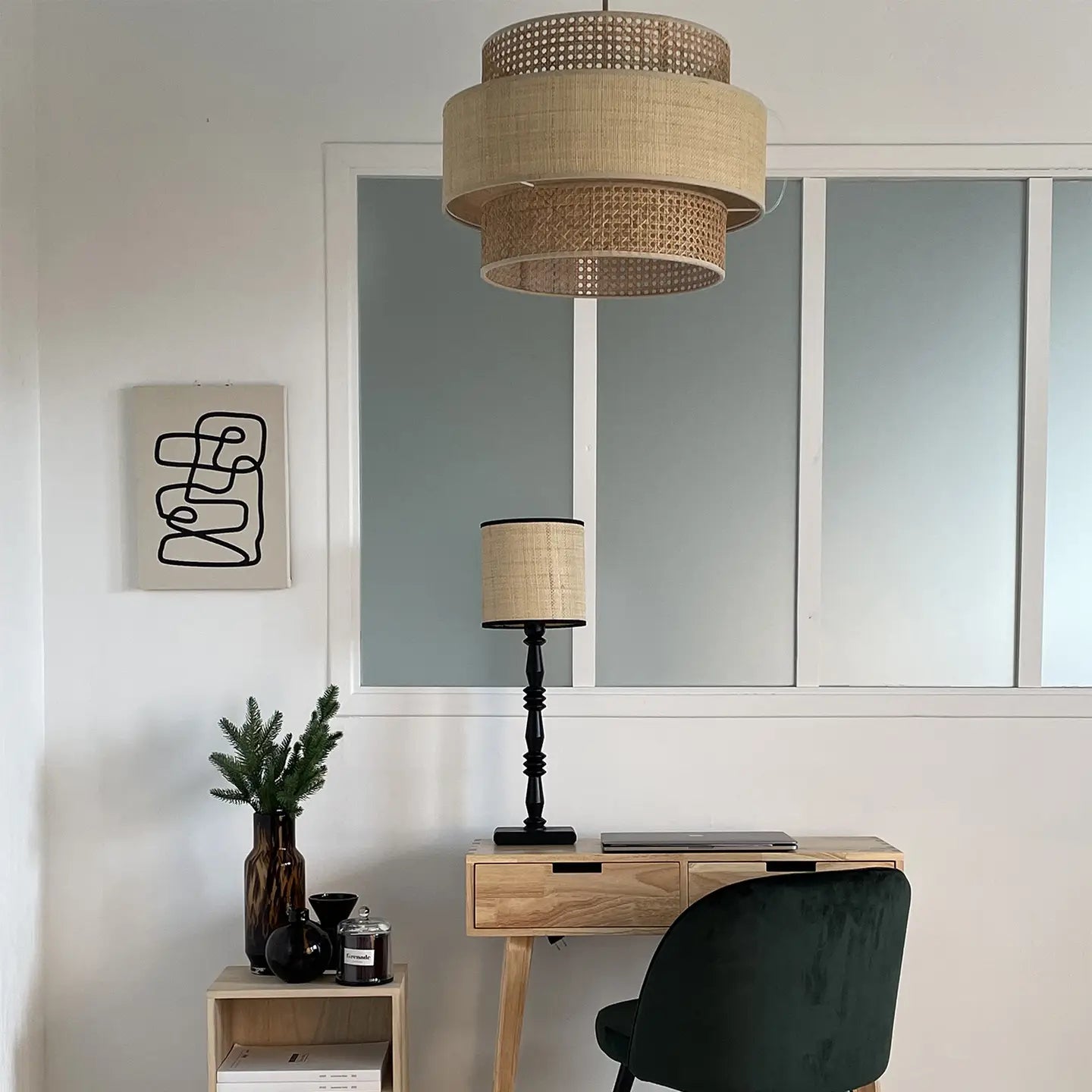 Großer Lampenschirm für Solar-Hängeleuchte aus natürlichem Raffia, Ø 50 cm, H 35 cm