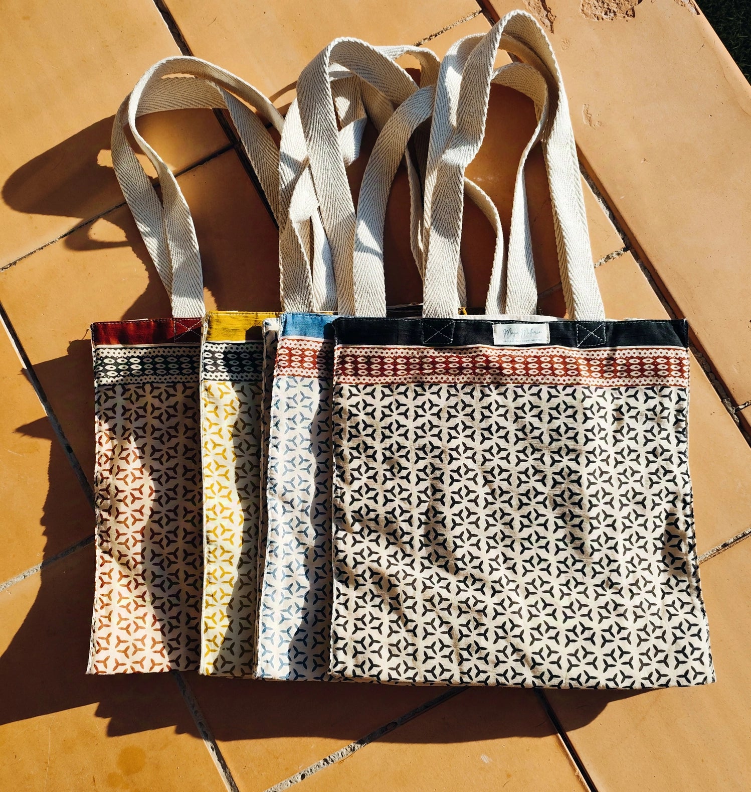 BLOCK PRINT BAUMWOLLBEUTEL PACK KOLLEKTION DEIA