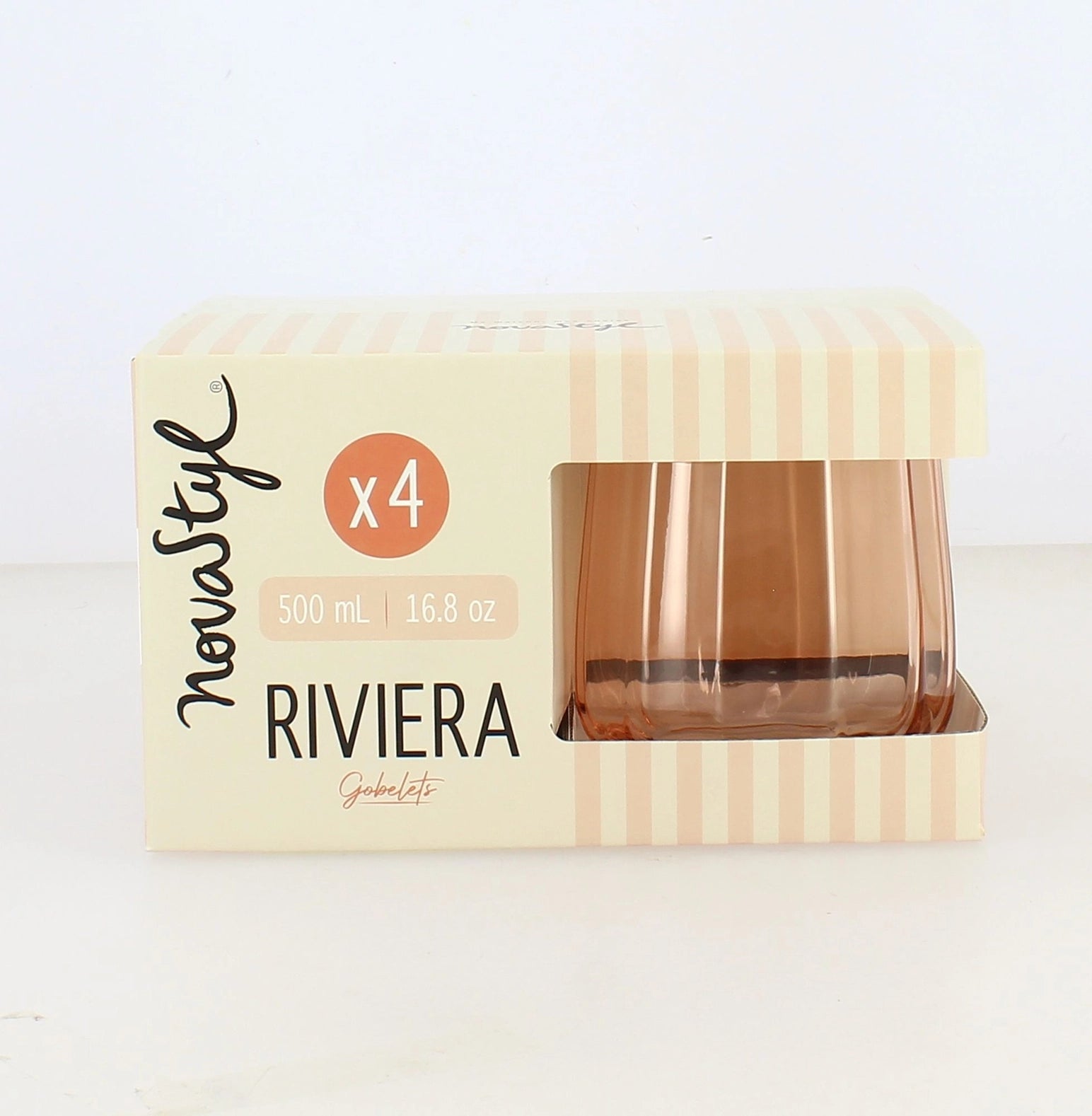 4er-Set Wassergläser 52,5 cl aus orangefarbenem Glas RIVIERA