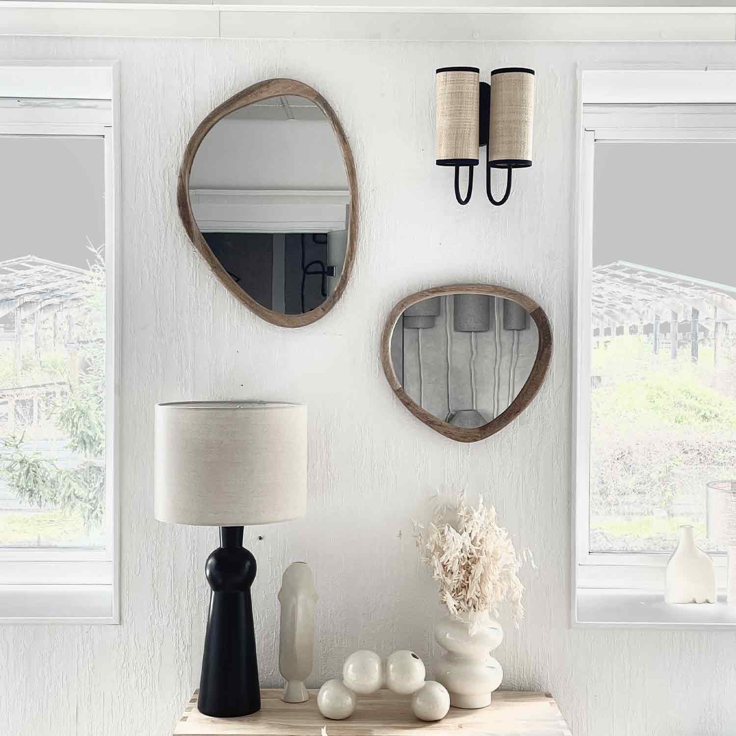 Doppelvasen aus weißer Keramik, Ø 15 cm, H 20,2