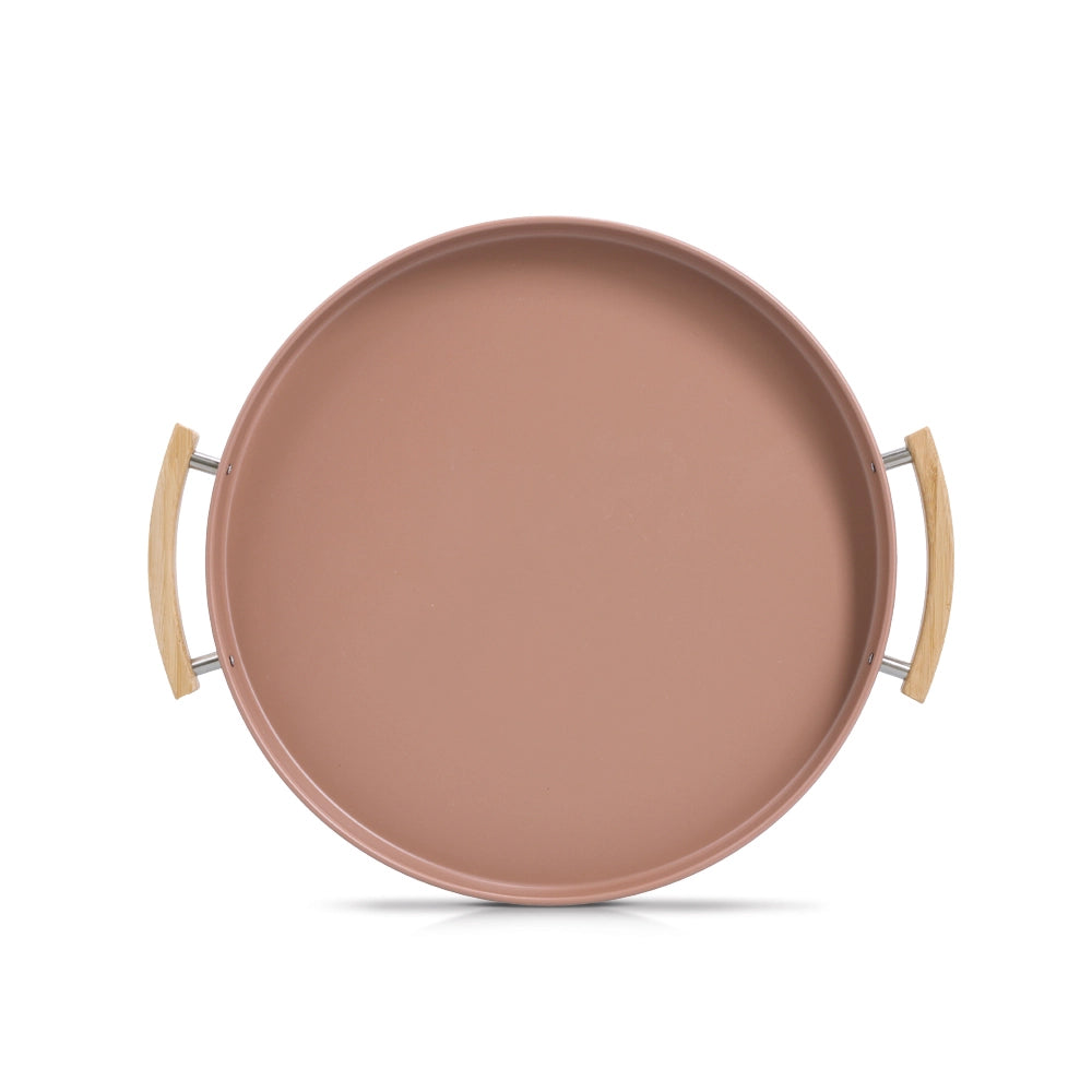 Serviertablett, Metall/Gummibaum, Mocca
