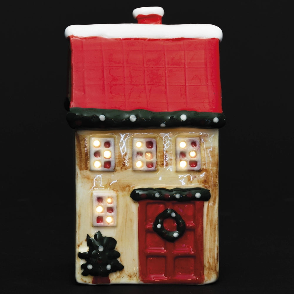 XMAS KERAMIKHÄUSCHEN LED 8*8,4*15 CM