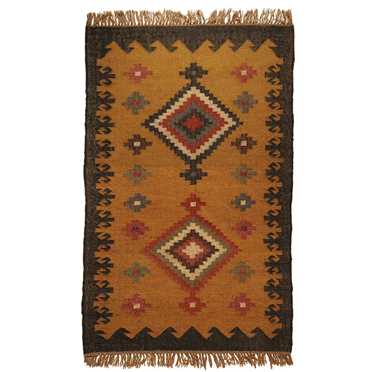 Kilim Ottoman Wolle und Jute Motiv Ankara