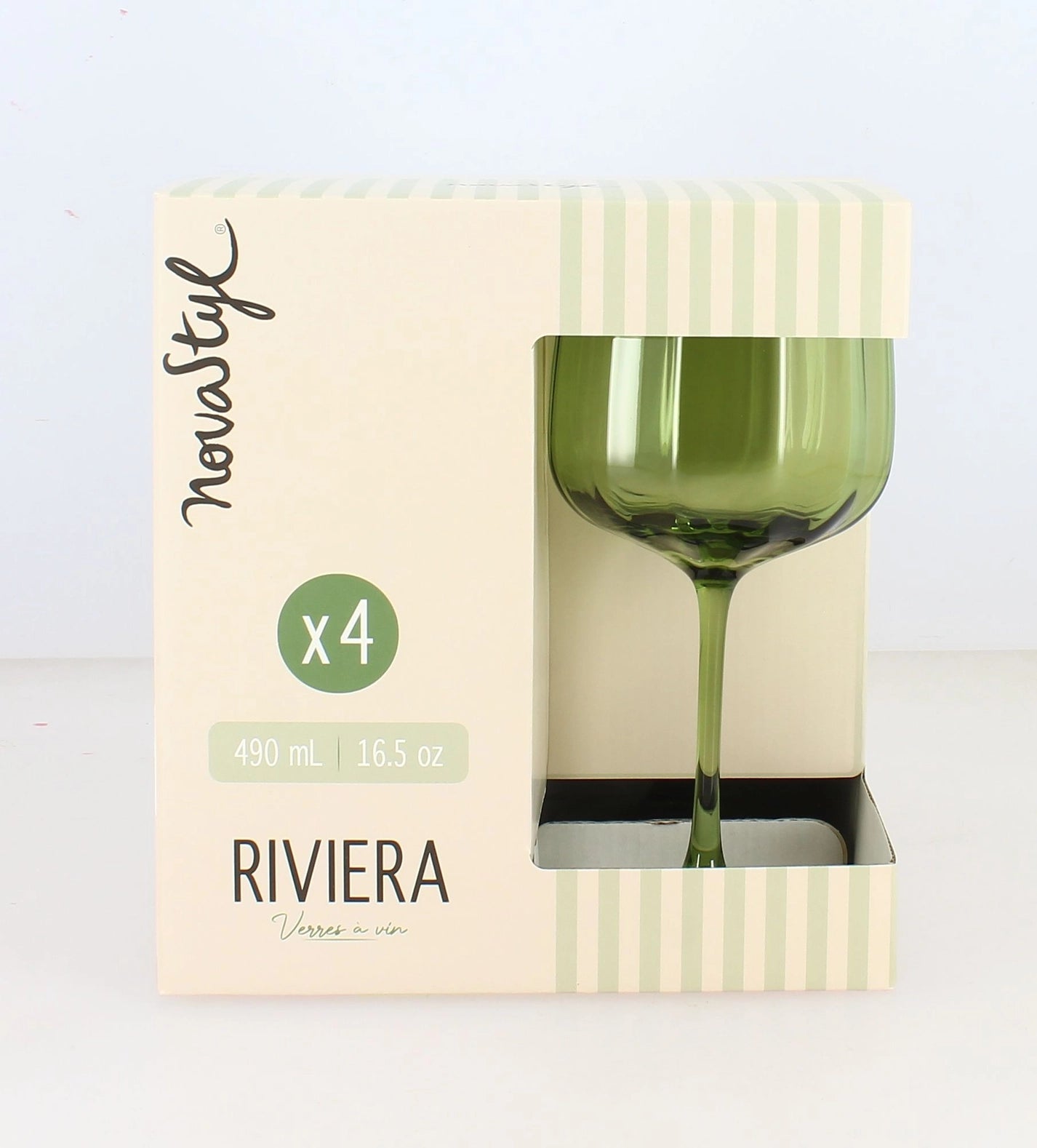 Set mit 4 Stielgläsern je 49 cl aus grünem Glas RIVIERA