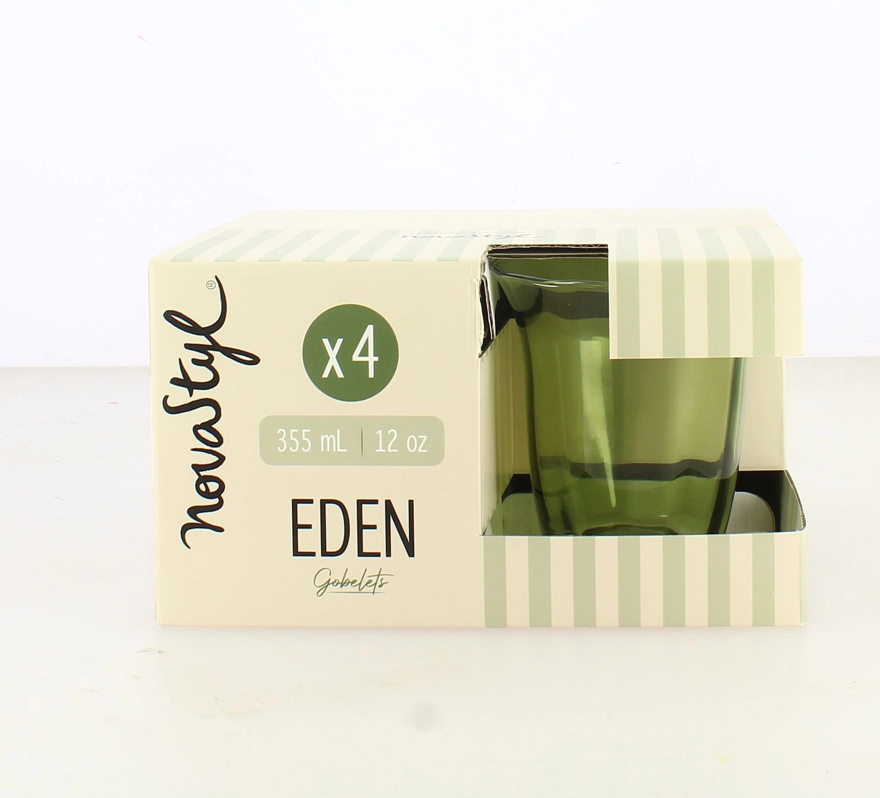 4ER-SET EDEN-BECHER 35,5 CL AUS GRÜNEM GLAS