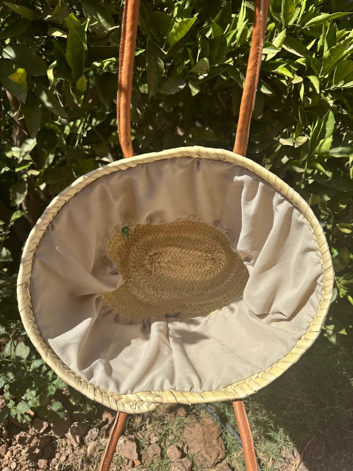 Strohtasche mit Ledergriffen – Französischer Marktkorb