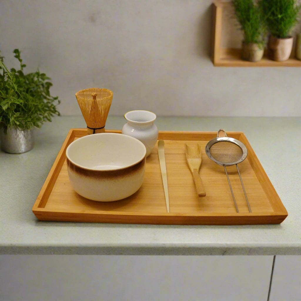 6-teiliges japanisches Matcha-Zeremonie-Set (WEISS)