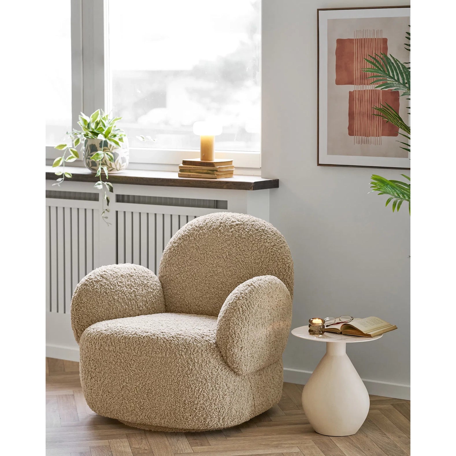 Calais Beistelltisch, Metall/Emaille, Off-White, ø36x40 cm