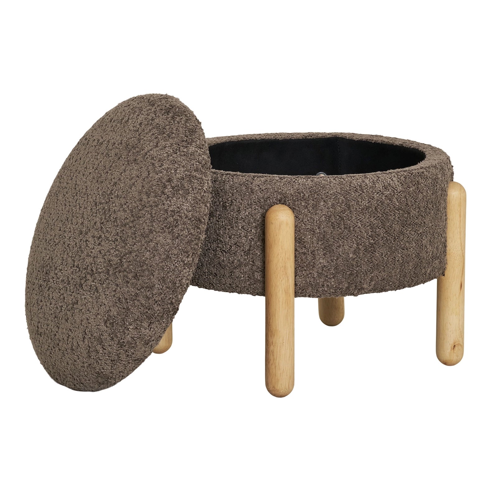 Medas - Pouf mit Stauraum. Bouclé. Braun/Natur