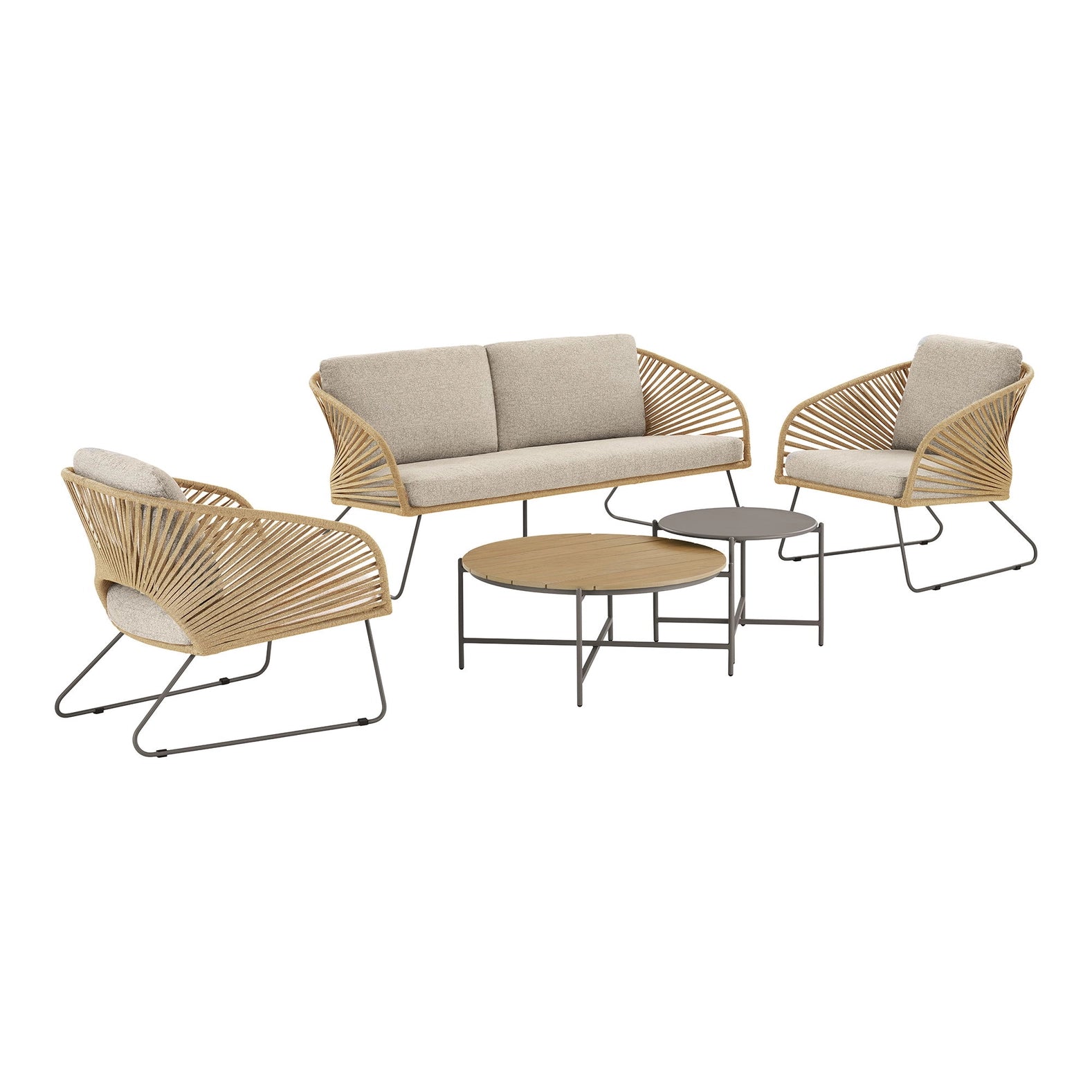 Novella Lounge Set beige und Sand. Stahl