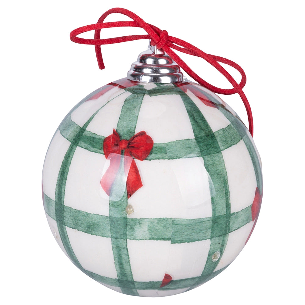 WEIHNACHTEN MIT SCHLEIFEN LED-KUGEL 4 SORTIERT